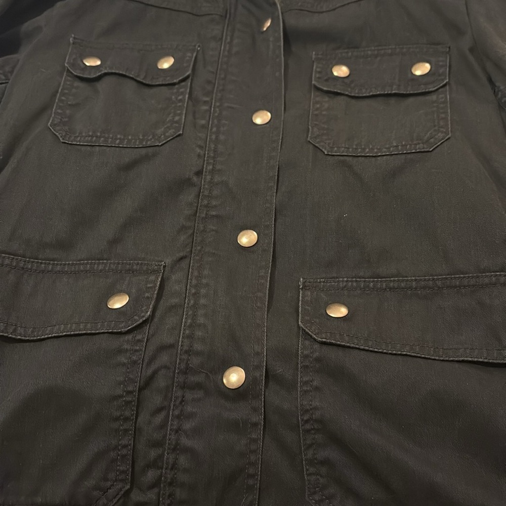 J Crew jacket - black with gold buttons - Size Petite Medium - Picture 3 of 7
